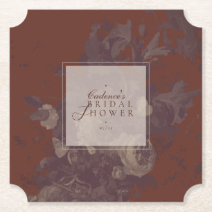 Vintage Elegant Rustic Brick Floral Bridal Shower Paper Coaster