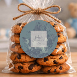 Vintage Elegant Rustic Teal Floral Bridal Shower Classic Round Sticker