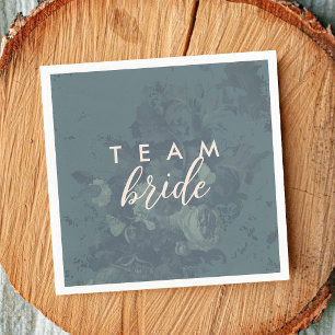 Vintage Elegant Rustic Teal Floral Team Bride Napkin