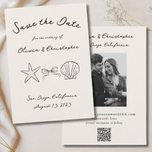 Vintage Elegant Seashell Coquette QR Code Save The Date