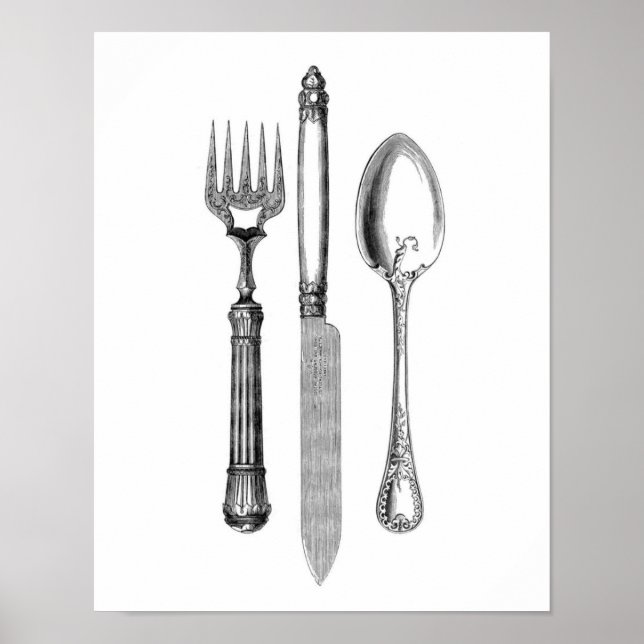 VIntage Elegant Silverware Poster (Front)