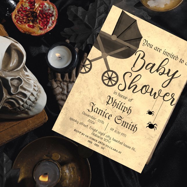 Vintage Elegant Spooky, Halloween Baby Shower Invitation (Creator Uploaded)