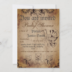 Vintage Elegant Spooky, Halloween Baby Shower Invitation