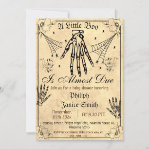 Vintage Elegant Spooky, Halloween Baby Shower Invitation