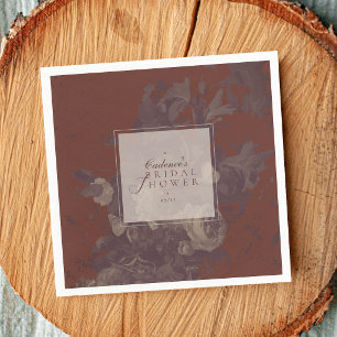 Vintage Elegant Terracotta Floral Bridal Shower Napkin