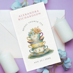 Vintage Elegant Watercolor Bridal Shower Tea Party Napkin