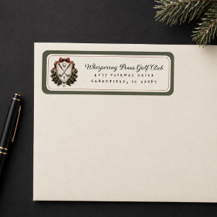 Vintage Elegant Watercolor Golf Crest Christmas Return Address Label