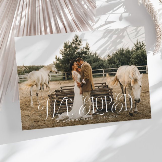 Vintage Elegant We Eloped Wedding Photo Announcement (Creator Uploaded)