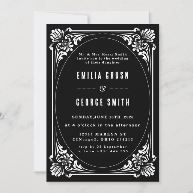 Vintage Elegant Wedding Invitation (Front)