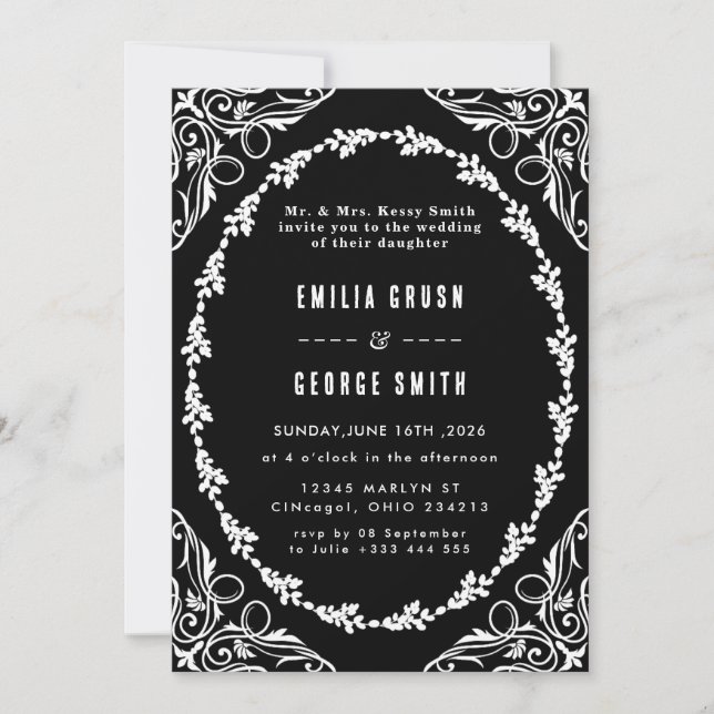 Vintage Elegant Wedding Invitation (Front)