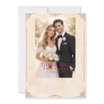 "Vintage Elegant Wedding Thank Flat Thank You Card