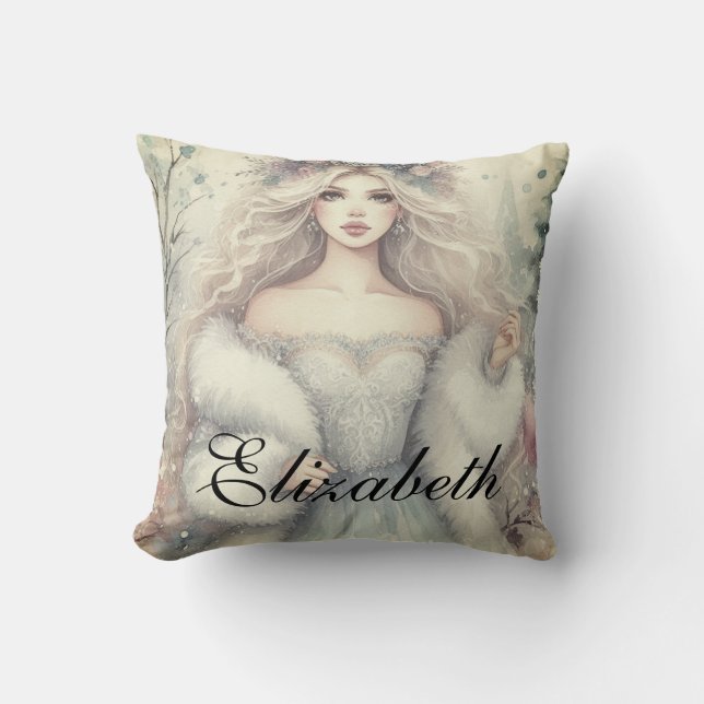 Vintage Elegant Winter Princess Fairytale  Cushion (Front)