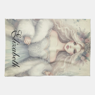 Vintage Elegant Winter Princess Fairytale  Tea Towel