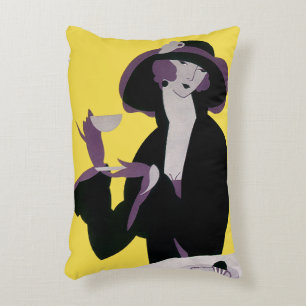 Vintage Elegant Woman Drinking Afternoon Tea Party Decorative Cushion