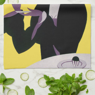 Vintage Elegant Woman Drinking Afternoon Tea Party Tea Towel