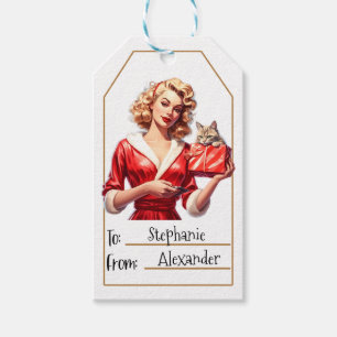 Vintage Elegant Woman  Personalised To & From (3) Gift Tags