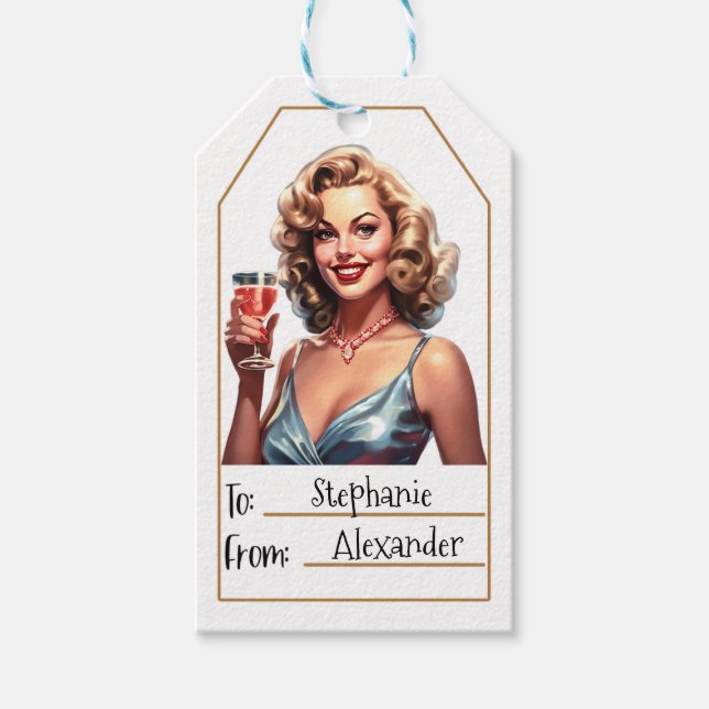 Vintage Elegant Woman| Personalised To & From (6) Gift Tags (Front)