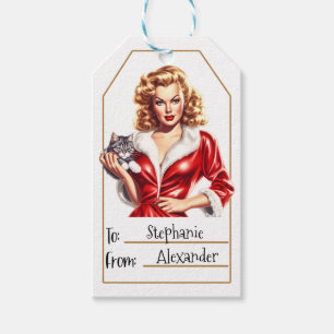 Vintage Elegant Woman Personalised To & From (8) Gift Tags