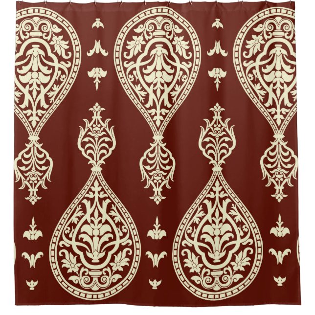 Vintage elements on a dark background shower curtain (Front)