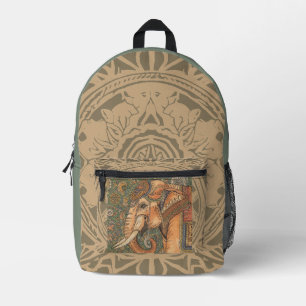 Vintage Elephant, Antique Elephant, Motif Art Printed Backpack