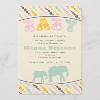 Vintage Elephant baby shower invitation