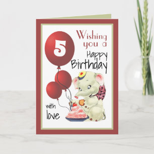 Vintage Elephant Birthday Greeting Card