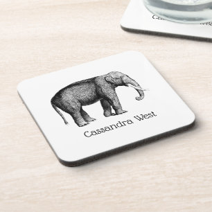 Vintage Elephant Drawing Coaster