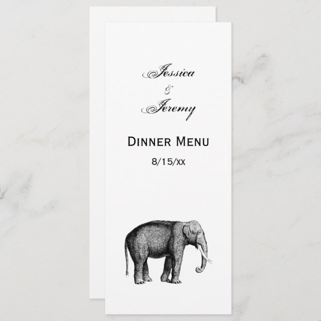 Vintage Elephant Drawing Invitation (Front/Back)