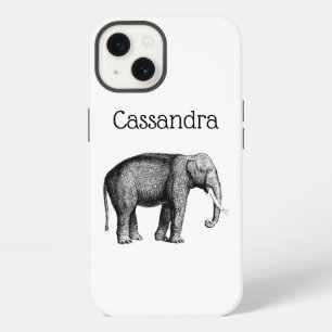 Vintage Elephant Drawing iPhone Case