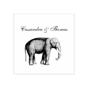 Vintage Elephant Drawing Rubber Stamp