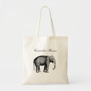 Vintage Elephant Drawing Tote Bag