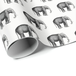 Vintage Elephant Drawing Wrapping Paper