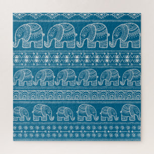 Vintage Elephant Frame Illustration Jigsaw Puzzle