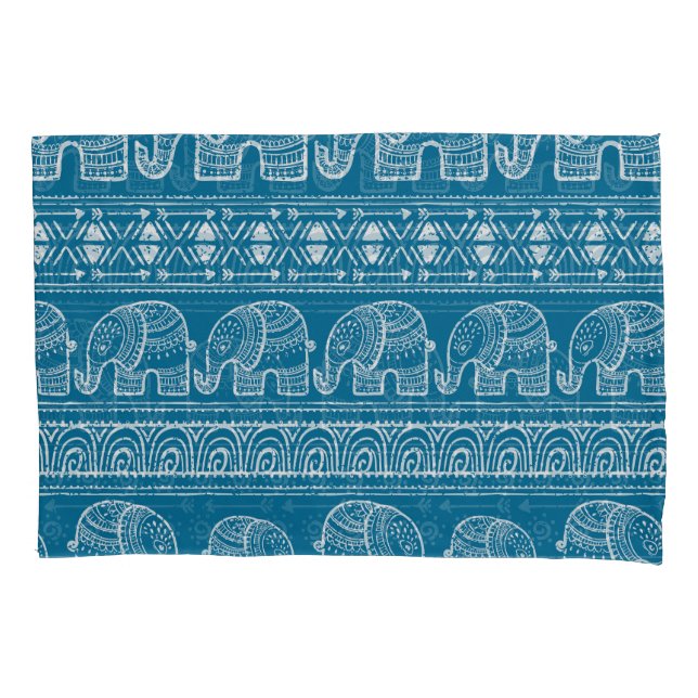 Vintage Elephant Frame Illustration Pillowcase (Front)