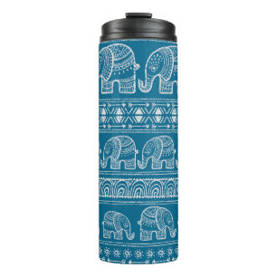 Vintage Elephant Frame Illustration Thermal Tumbler