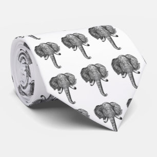 Vintage Elephant Head Illustration (1872) Tie