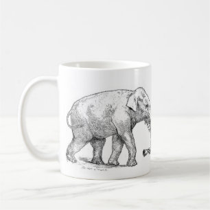 Vintage elephant illustration decorative coffee mug