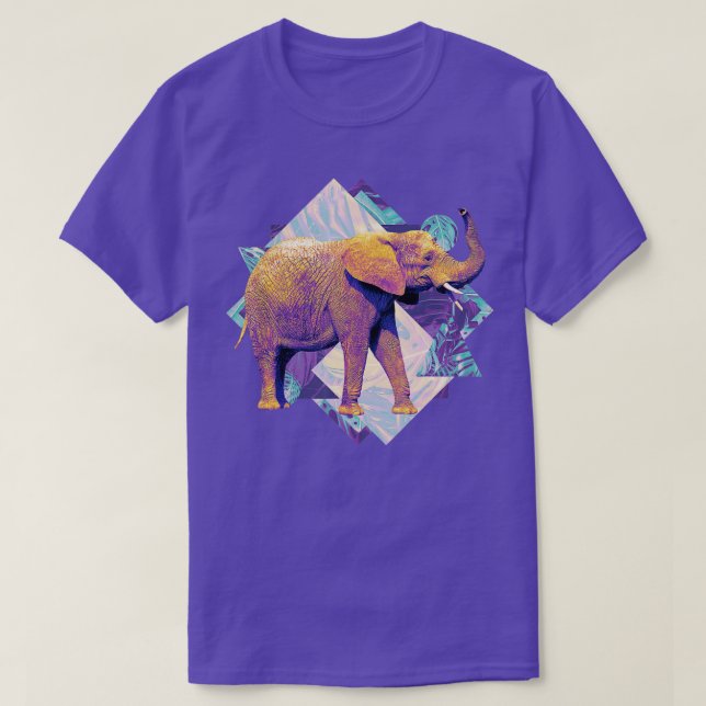 Vintage Elephant On Geometric Shapes  T-Shirt (Design Front)