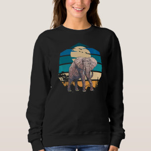 Vintage Elephant Sunset Africa India Wilderness Wi Sweatshirt