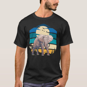 Vintage Elephant Sunset Africa India Wilderness Wi T-Shirt