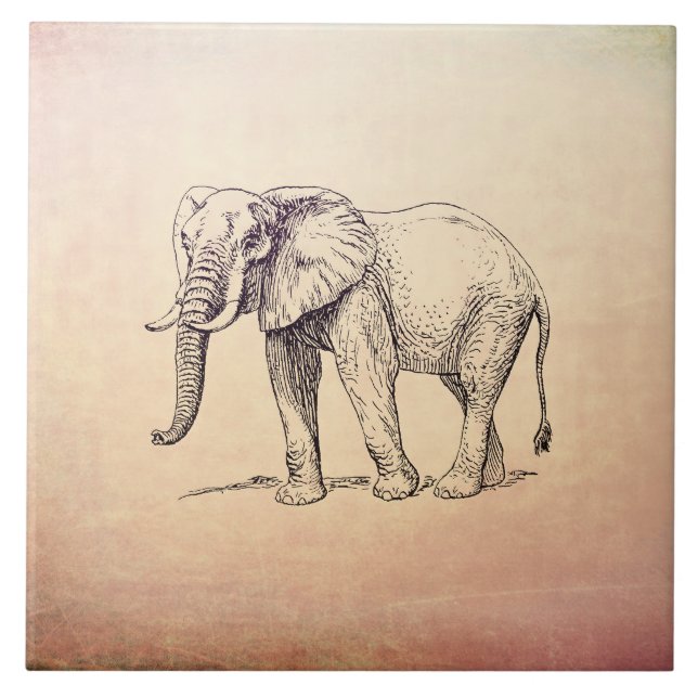 Vintage Elephant Tile (Front)