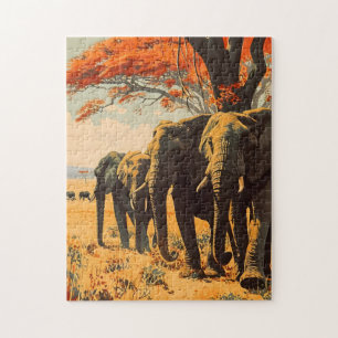 Vintage Elephants Jigsaw Puzzle