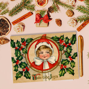 Vintage Elf girl Christmas Greeting Holiday Card