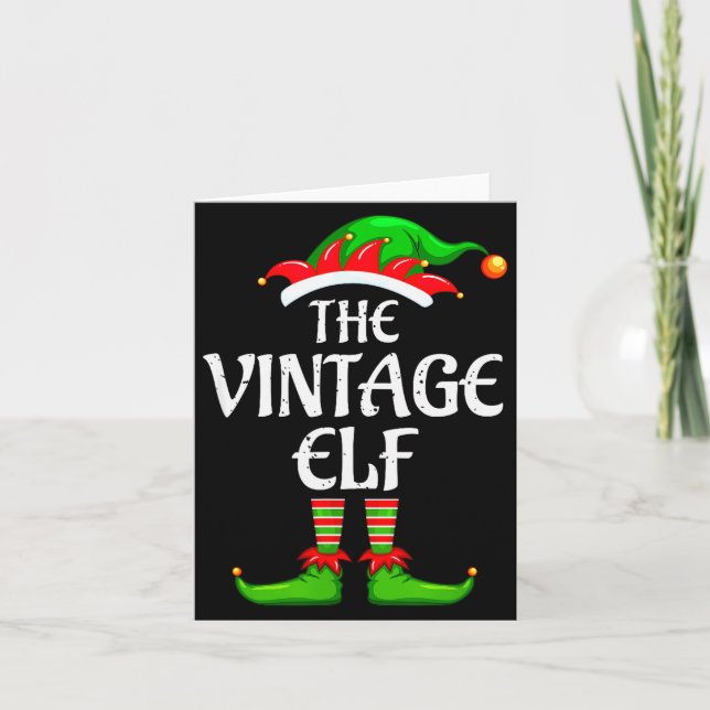 Vintage Elf Matching Family Group Christmas Party  Card (Front)