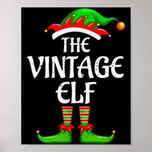 Vintage Elf Matching Family Group Christmas Party Poster