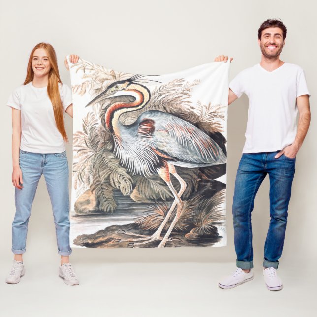 Vintage Elizabeth Gwillim Purple Heron    Fleece Blanket (In Situ)