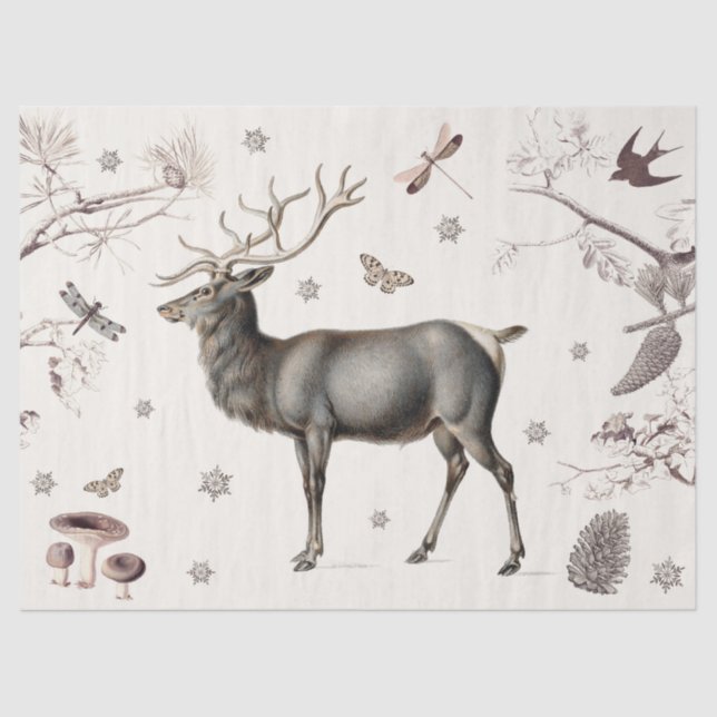 Vintage Elk Decoupage Tissue Paper (Front)