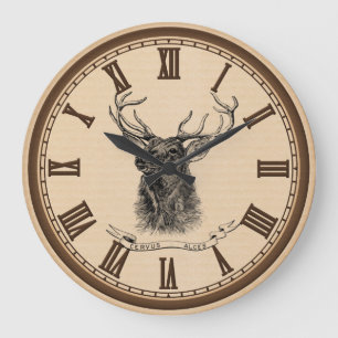 Vintage elk head home office wall clock