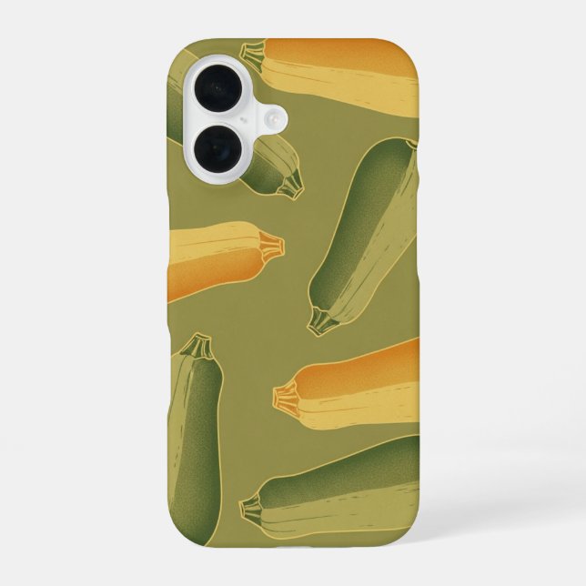 Vintage Elongated Zucchini Pattern iPhone 16 Case (Back)