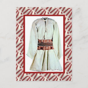 Vintage emboidered folk costume male postcard